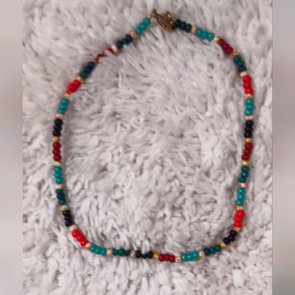 🍧🌈 Handcrafted Beaded Choker Necklace 16" 🦋 - Picture 1 of 4